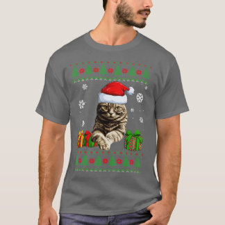 Funny Cat Liebhaber Niedlich Cat Weihnachtsmannmüt T-Shirt