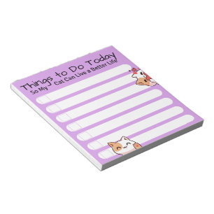 Funny Cat Liebhaber zu tun Liste lila Farbe Notizblock