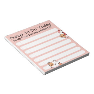 Funny Cat Liebhaber zu tun Liste rosa Farbe Notizblock