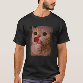 Funny Cat Lollipop Meow Kitty Funny Cat Lover T-Shirt