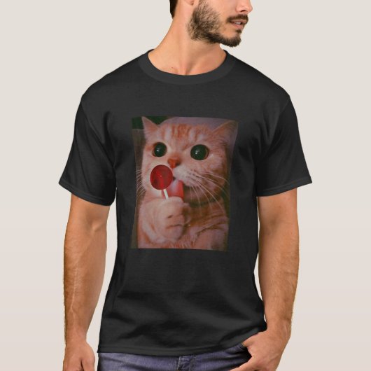 Funny Cat Lollipop Meow Kitty Funny Cat Lover T-Shirt (Vorderseite)