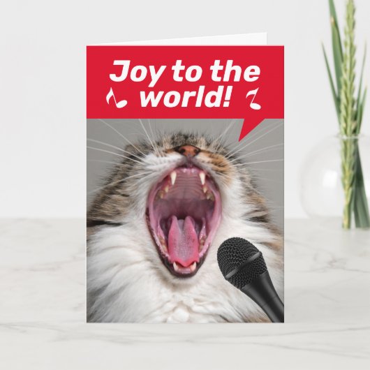 Funny Cat Louly singt Weihnachtslieder Karte (Vorderseite)