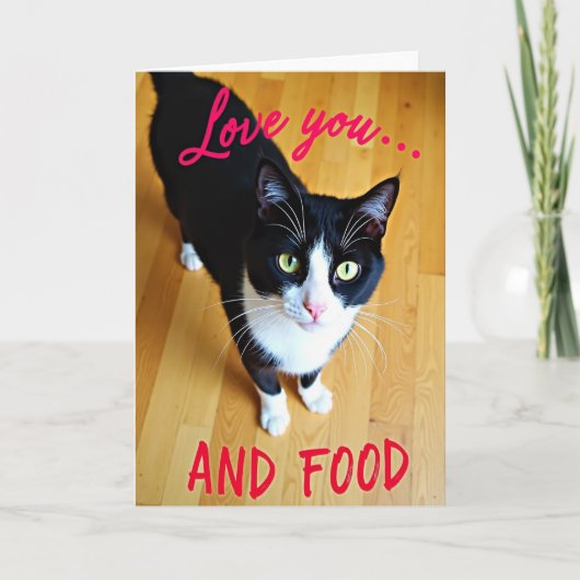 Funny Cat Love Food Card Karte (Vorderseite)