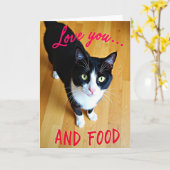 Funny Cat Love Food Card Karte (Gelbe Blume)
