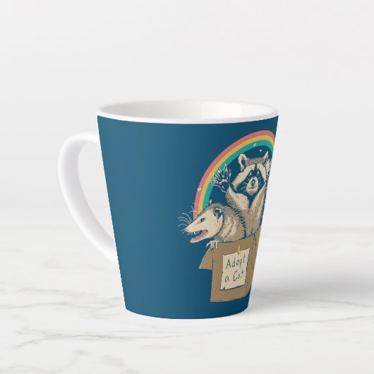 Funny Cat Lover Adoptierte eine Katze Possum Racco Milchtasse (Linke Ecke)