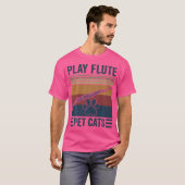 Funny Cat Lover and Flute Player - Hauskatzen spie T-Shirt (Vorne ganz)