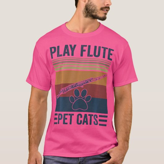 Funny Cat Lover and Flute Player - Hauskatzen spie T-Shirt (Vorderseite)