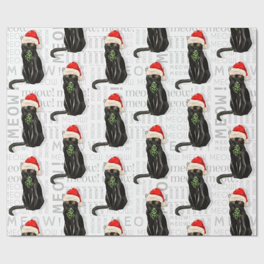 Funny Cat Lover Black Bombay Weihnachten Geschenkpapier (Flach)