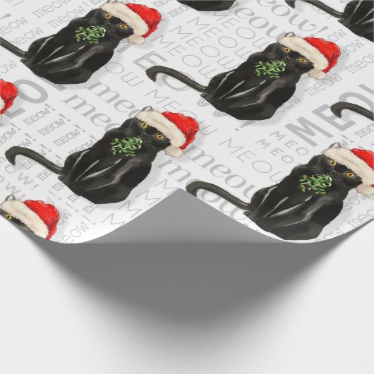 Funny Cat Lover Black Bombay Weihnachten Geschenkpapier (Ecke)