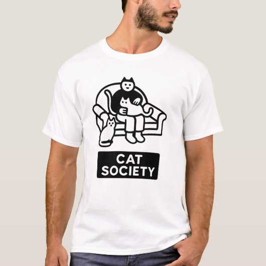Funny Cat Lover Cat Society Design Illustration T-Shirt (Vorderseite)
