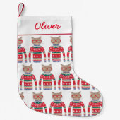 Funny Cat Lover Cat Tragen Ugly Weihnachtskraut Kleiner Weihnachtsstrumpf (Vorderseite)