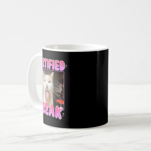 Funny Cat Lover Certified Freak Eat Cement Cursed Kaffeetasse (Vorderseite Links)