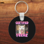 Funny Cat Lover Certified Freak Eat Cement Cursed Schlüsselanhänger (Vorderseite)