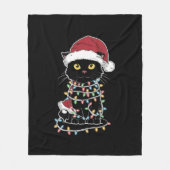 Funny Cat Lover Christmas Lights Fleecedecke (Vorderseite)