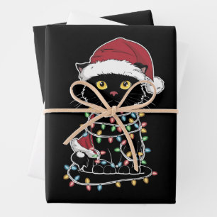 Funny Cat Lover Christmas Lights Geschenkpapier Set