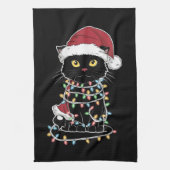 Funny Cat Lover Christmas Lights Geschirrtuch (Vertikal)