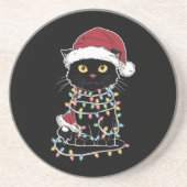 Funny Cat Lover Christmas Lights Getränkeuntersetzer (Vorne)