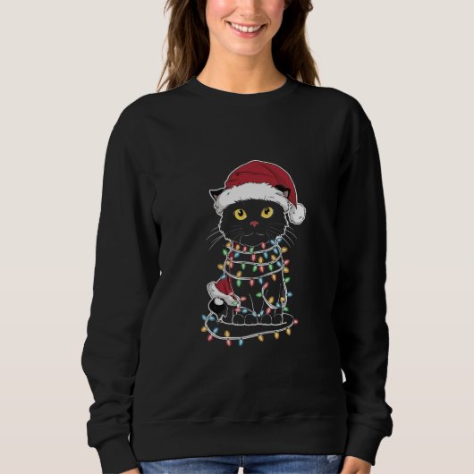 Funny Cat Lover Christmas Lights Sweatshirt (Vorderseite)
