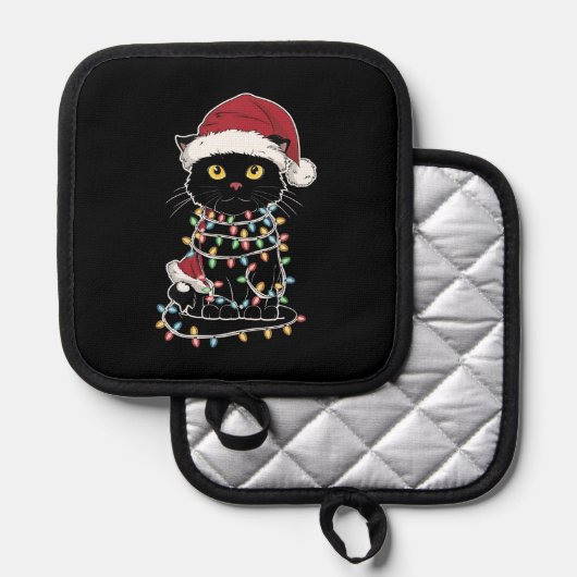 Funny Cat Lover Christmas Lights Topflappen (Vorderseite/Rückseite)