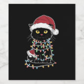 Funny Cat Lover Christmas Lights Weinetikett (Einzelnes Label)