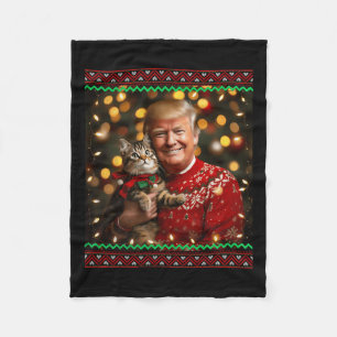 Funny Cat Lover Christmas Sweater Trump Ugly Chris Fleecedecke
