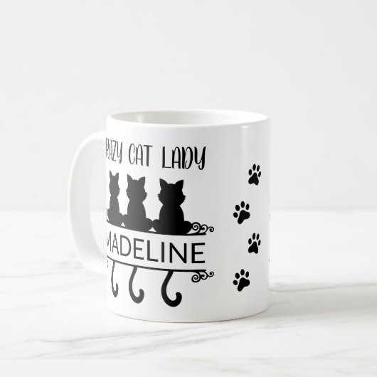 Funny Cat Lover Crazy Cat Lady Name Kaffeetasse (Vorderseite Links)