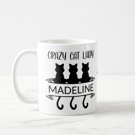 Funny Cat Lover Crazy Cat Lady Name Kaffeetasse (Links)