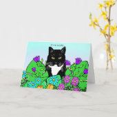 Funny Cat Lover Geburtstagskarte Karte (Gelbe Blume)