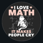 Funny Cat Lover Mathematics Spaß Mathematik Nerd Runder Aufkleber<br><div class="desc">Cat Mathe und Schullehrer Jokes. Funny Cat Lover Mathematics Spaß Mathematik Nerd.</div>