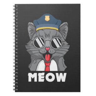 Funny Cat Lover Meow Police Officer Sheriff Cat Notizblock