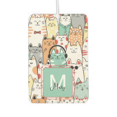 Funny Cat Lover Pastelname auf Monogram Travel Autolufterfrischer (Vorderseite)