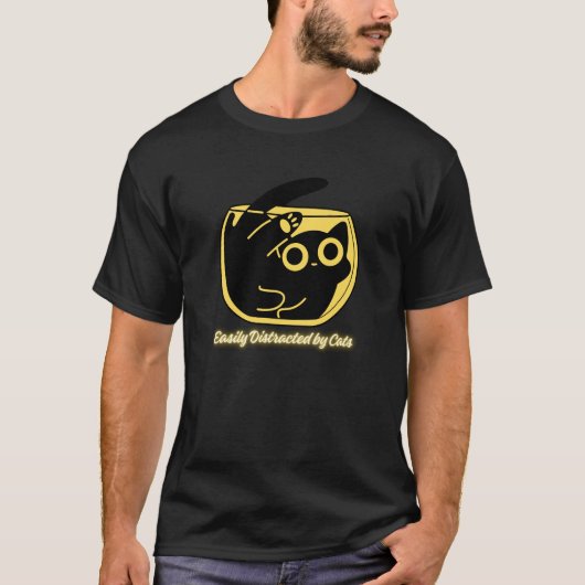 Funny Cat Lover Tee – Easily Distracted by Cats (Vorderseite)