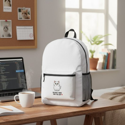 Funny Cat Lover Valentine Mousepad - I'm Only Here Bedruckter Rucksack