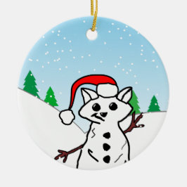 Funny Cat Lover Weihnachtsfeiertag Snowman Keramikornament
