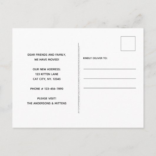 Funny Cat Lover Wir haben neue Adresse Pet verscho Ankündigungspostkarte (Rückseite)