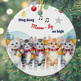 Funny Cat Lover's Watercolor Weihnachten Keramik Ornament