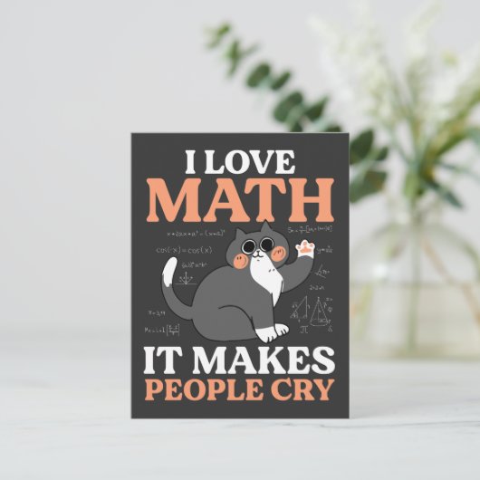 Funny Cat Loving Mathematik Lehrer Nerd Wissenscha Postkarte (Stehend Vorderseite)