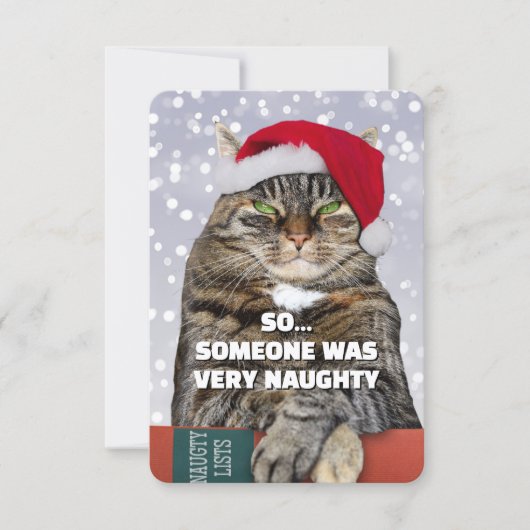 Funny cat mad at you Christmas card Dankeskarte (Vorderseite)