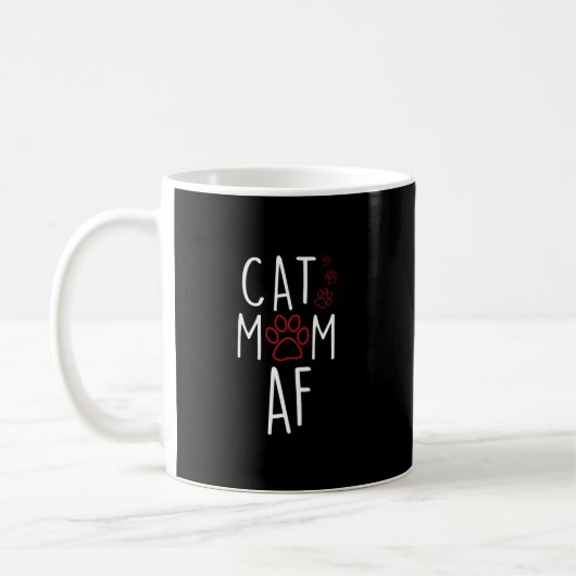 Funny Cat Mama AF Crazy Cat Lady Meme Kaffeetasse (Links)