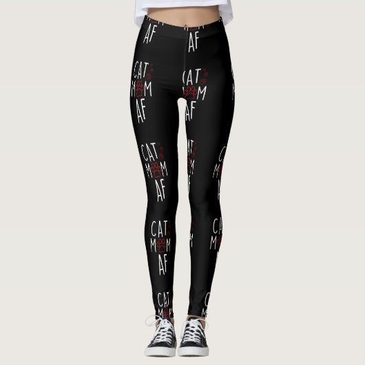 Funny Cat Mama AF Crazy Cat Lady Meme Leggings (Vorderseite)