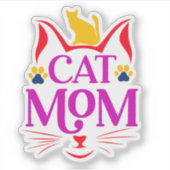 Funny Cat Mama Aufkleber (Vorderseite)