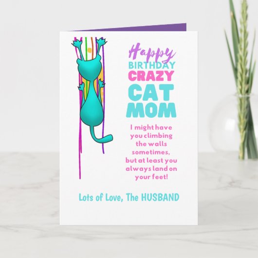 Funny CAT MAMA Geburtstagsfeier Ehefrau vom Eheman Karte (Vorderseite)