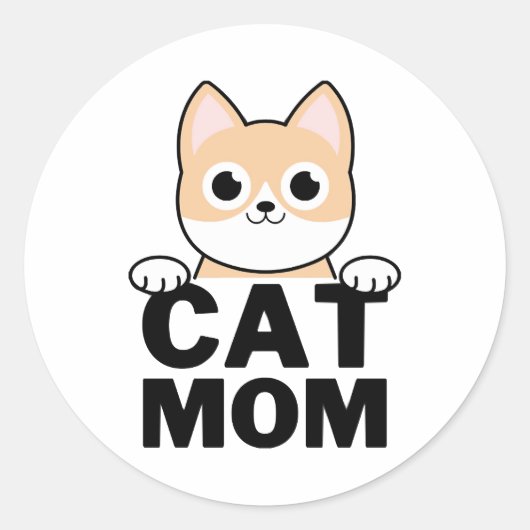 Funny Cat Mama Runder Aufkleber (Vorderseite)