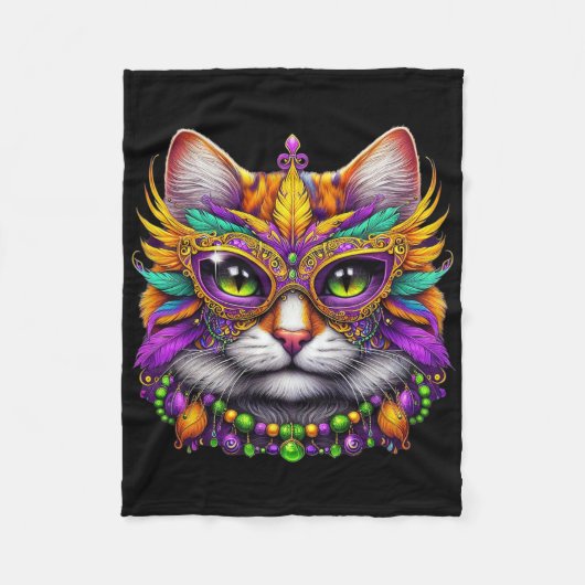Funny Cat Mardi Gras Funny Mardi Gras Carnival  Fleecedecke (Vorderseite)