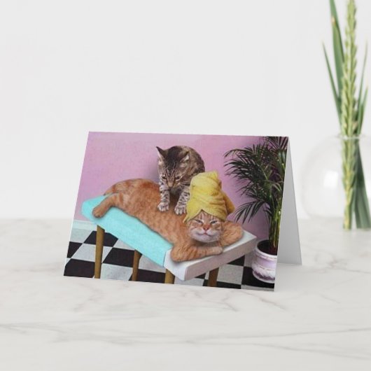 Funny Cat Massage Geburtstag Karte (Vorderseite)