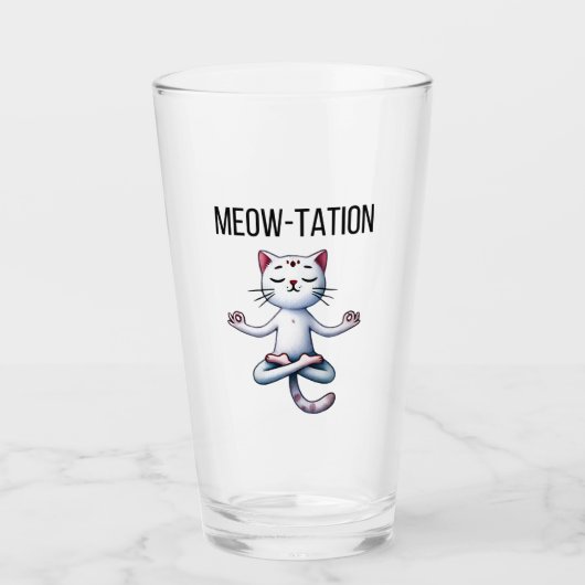 Funny Cat Meditation Glas (Vorderseite)