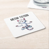 Funny Cat Meditation Rechteckiger Pappuntersetzer (angewinkelt)