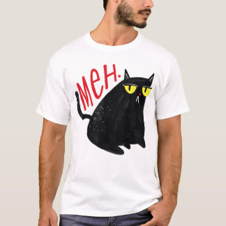 Funny Cat Meh Meow Schwarze Katze für Männer Fraue T-Shirt