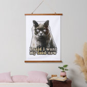 Funny Cat Meme für Katzenliebhaber und Kätzchenbes Wandteppich Mit Holzrahmen (Schlafzimmer)