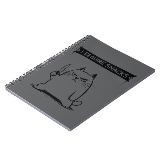 Funny Cat Meme I Require Snacks Notizblock (Linke Seite)